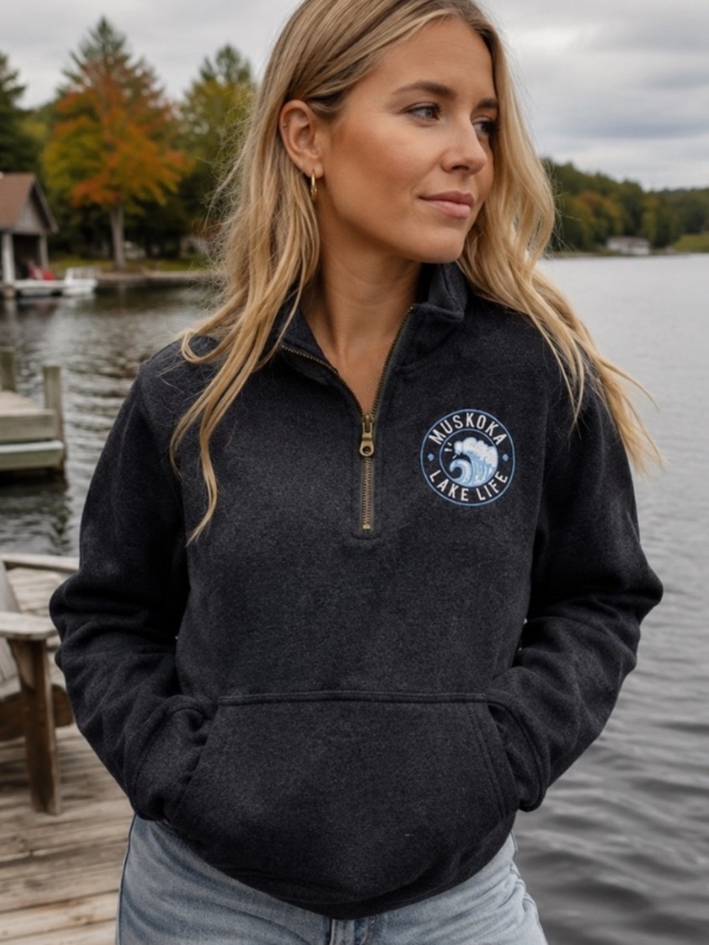 Muskoka Lake Life Quarter-Zip Pullover Sweater